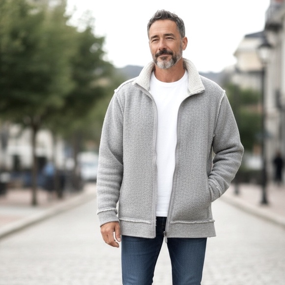 Like New DKNY Active Men's Distressed Fleece Jacket - Picture 3 of 7